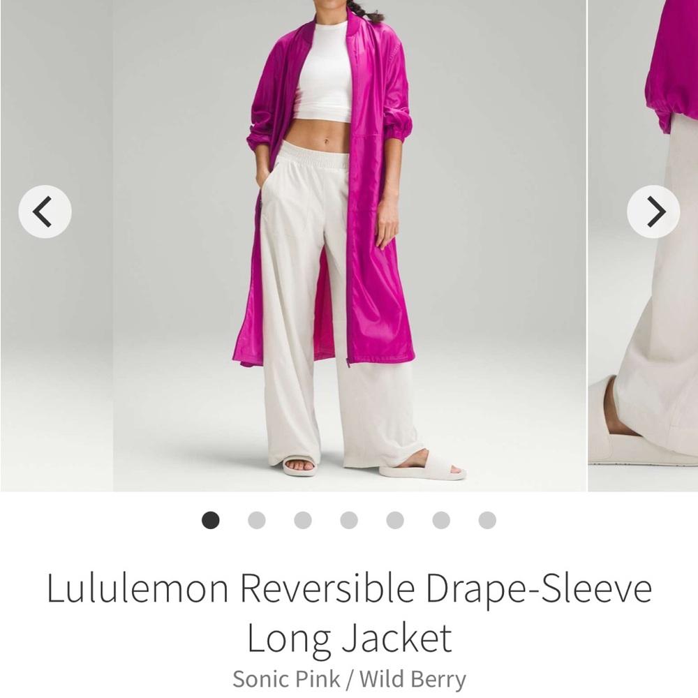 NWT Lululemon reversible drape-sleeve long jacket (sonic pink/wild berry)